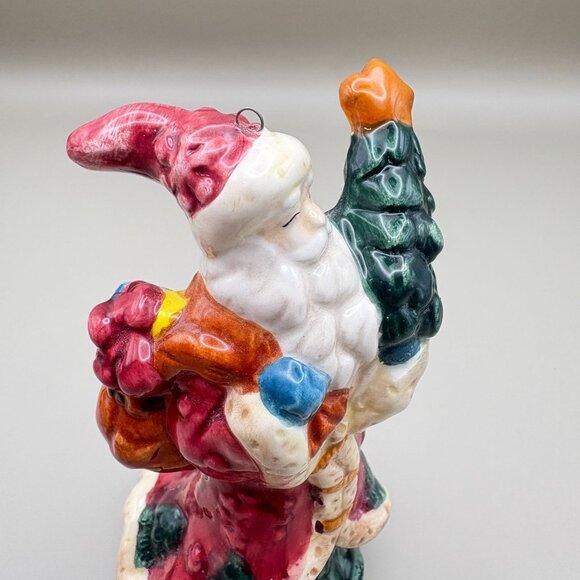 Santa Claus Christmas Tree Ornament Holding Tree Gift Bag Holiday Decor - Picture 5 of 7